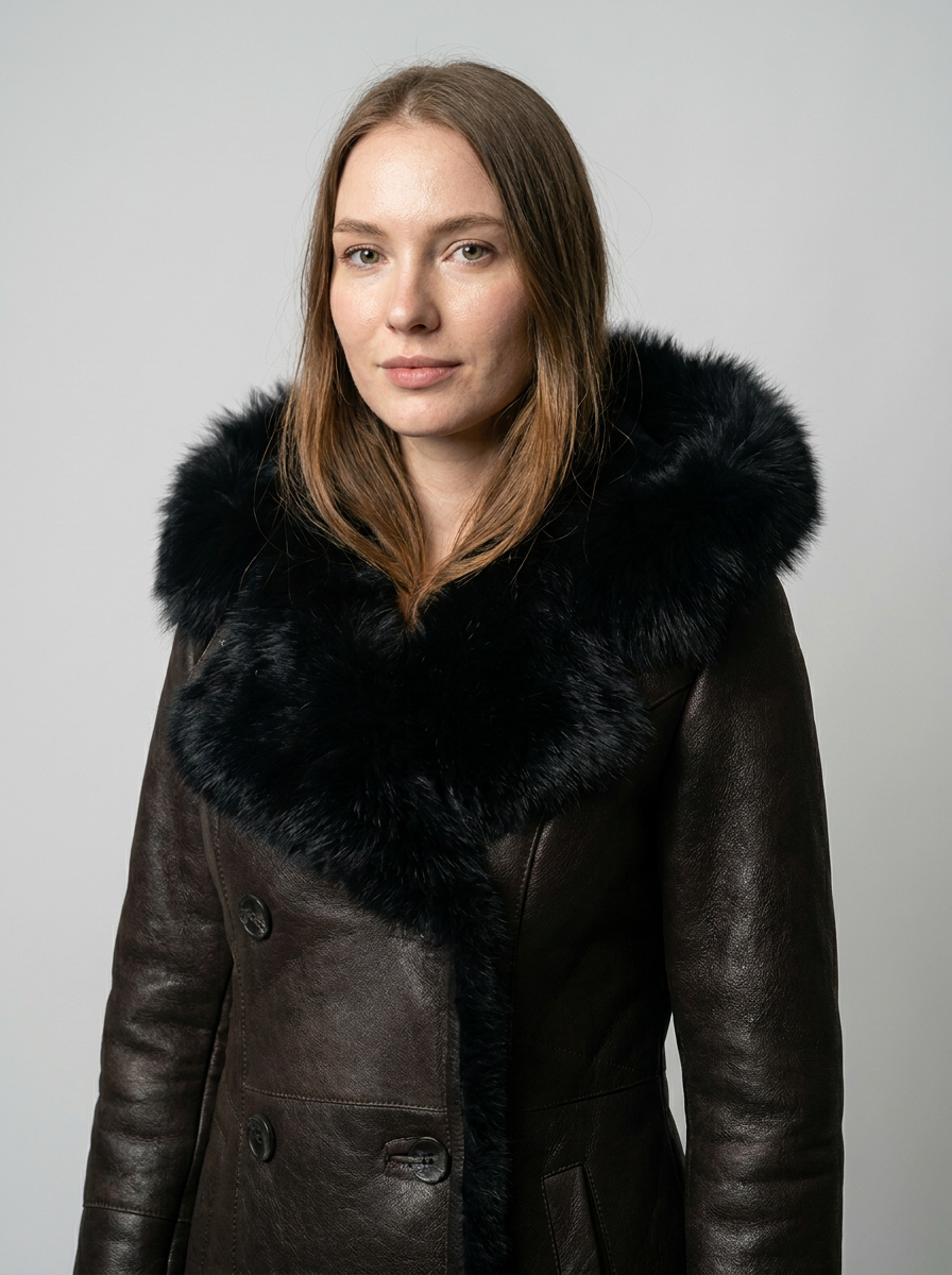 Hooded Shearling Fur Coat