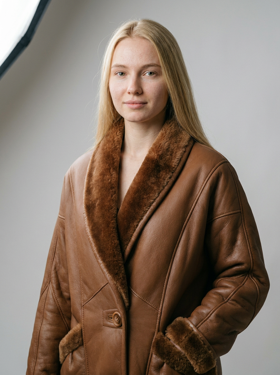 Cognac Shearling Leather Jacket