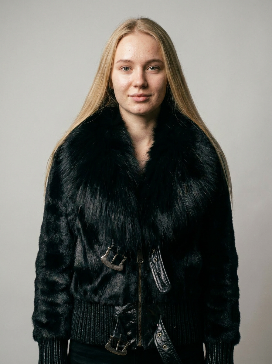 Black Fur Bomber Jacket