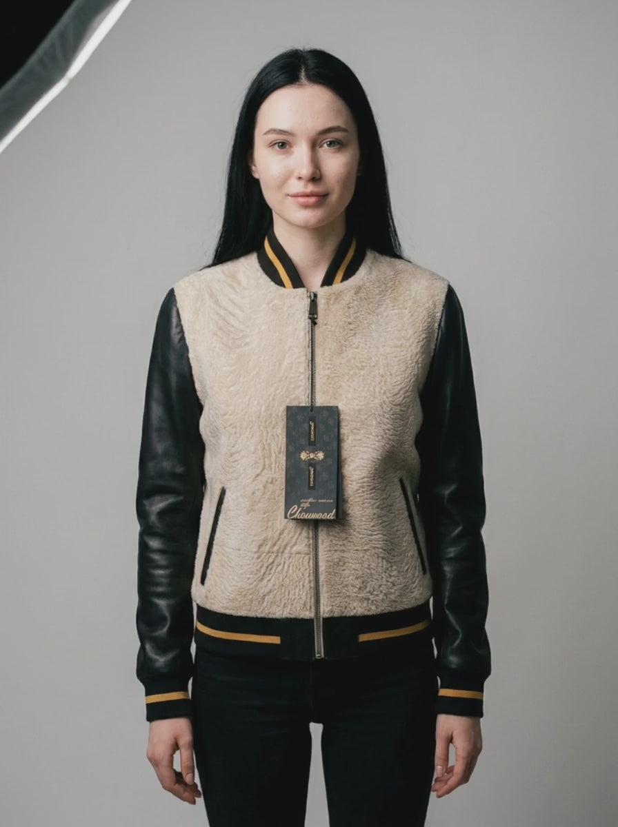 Shearling and Leather Bomber Jacket