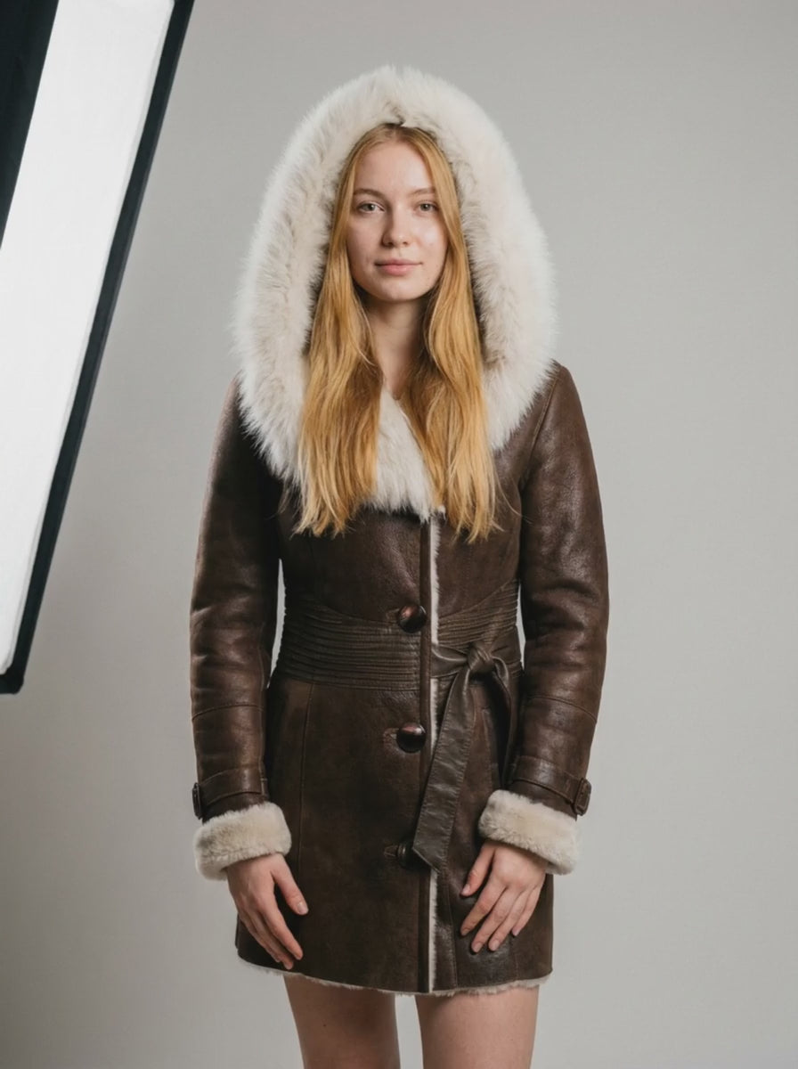 Shearling Hooded Coat