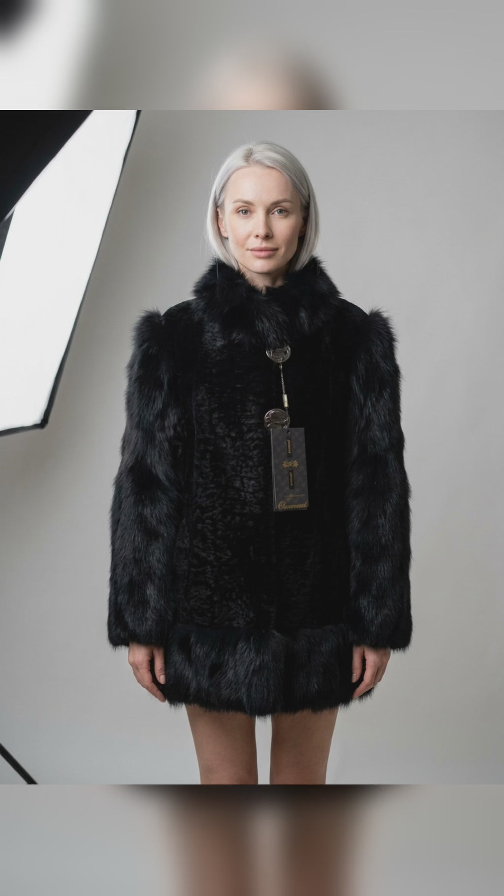 Black Astrakhan & Fox Fur Jacket