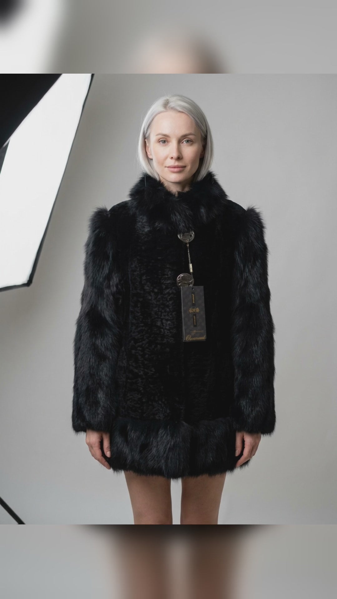 Black Astrakhan & Fox Fur Jacket