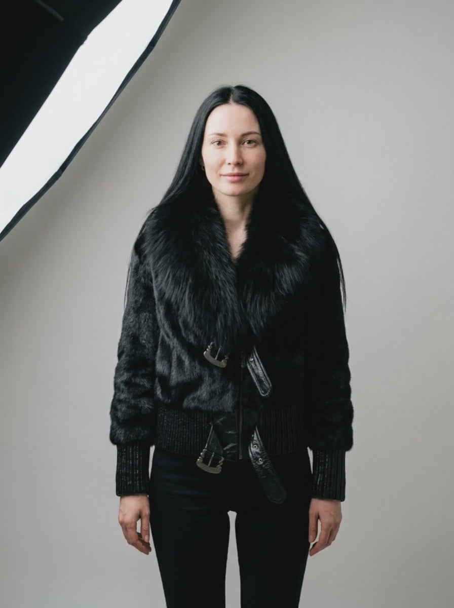 Fox Fur Bomber Jacket