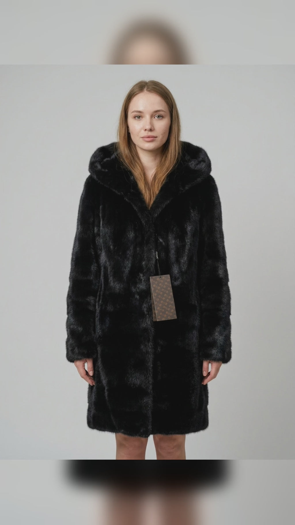 Black Hooded Fur Coat