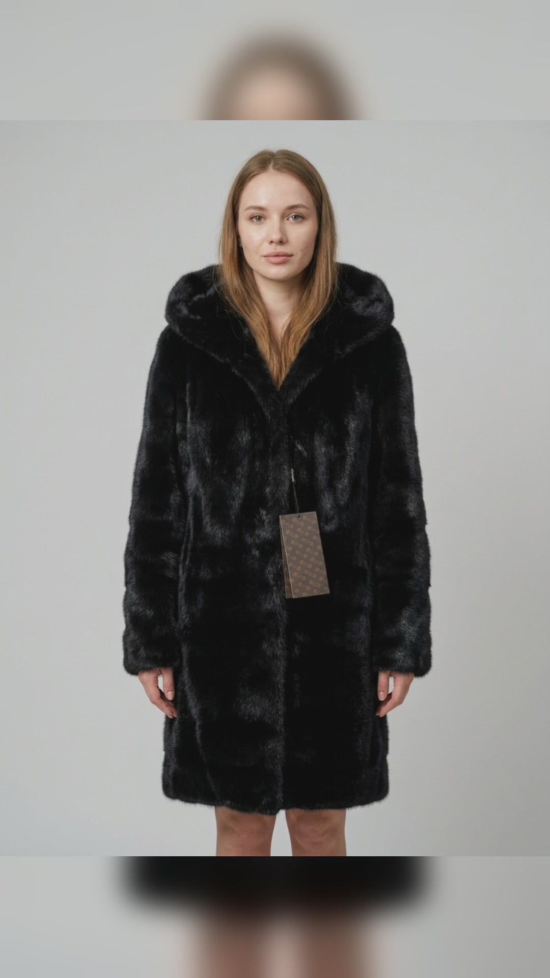 Black Hooded Fur Coat