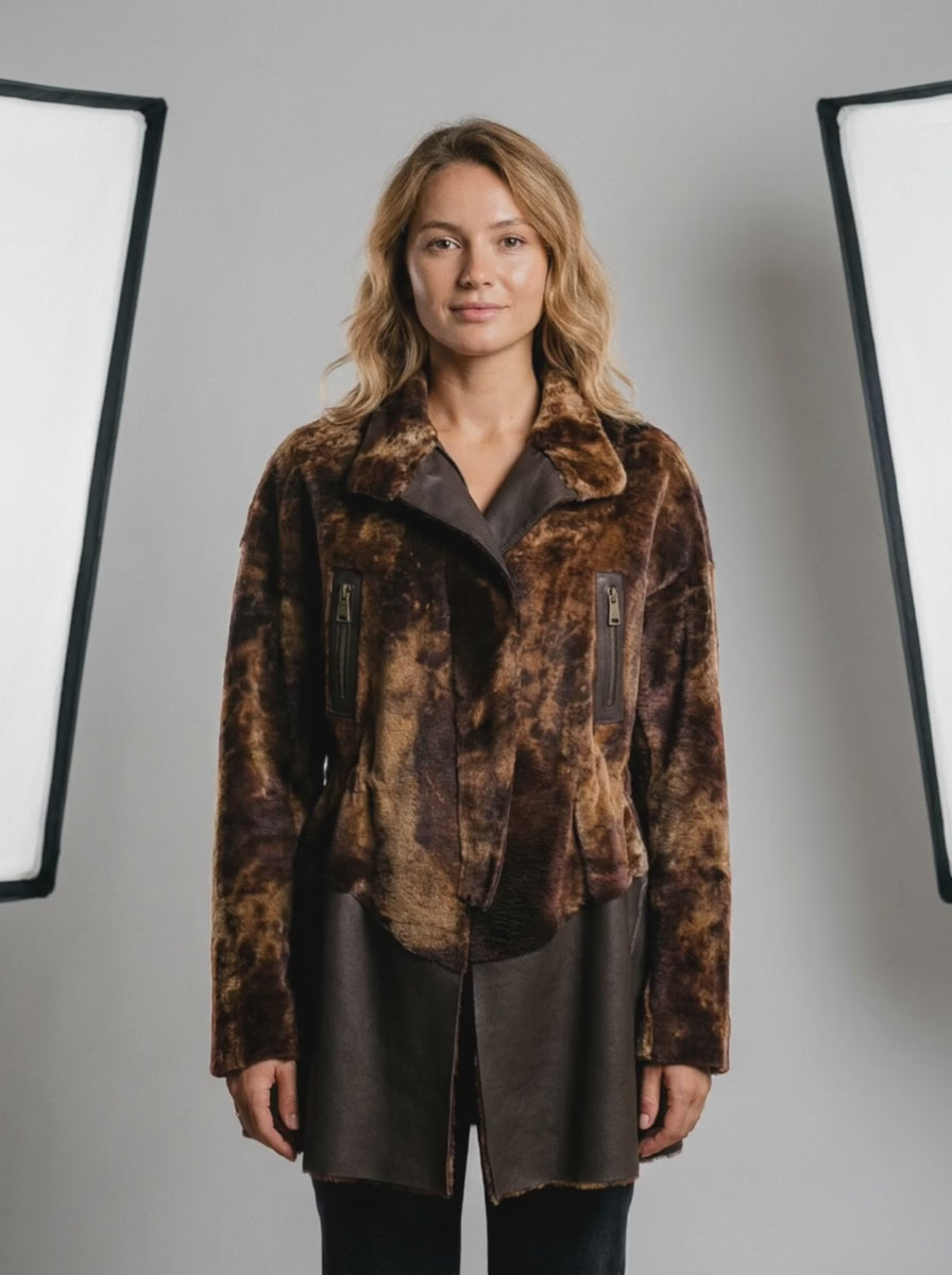 Mottled Shearling & Leather Jacket