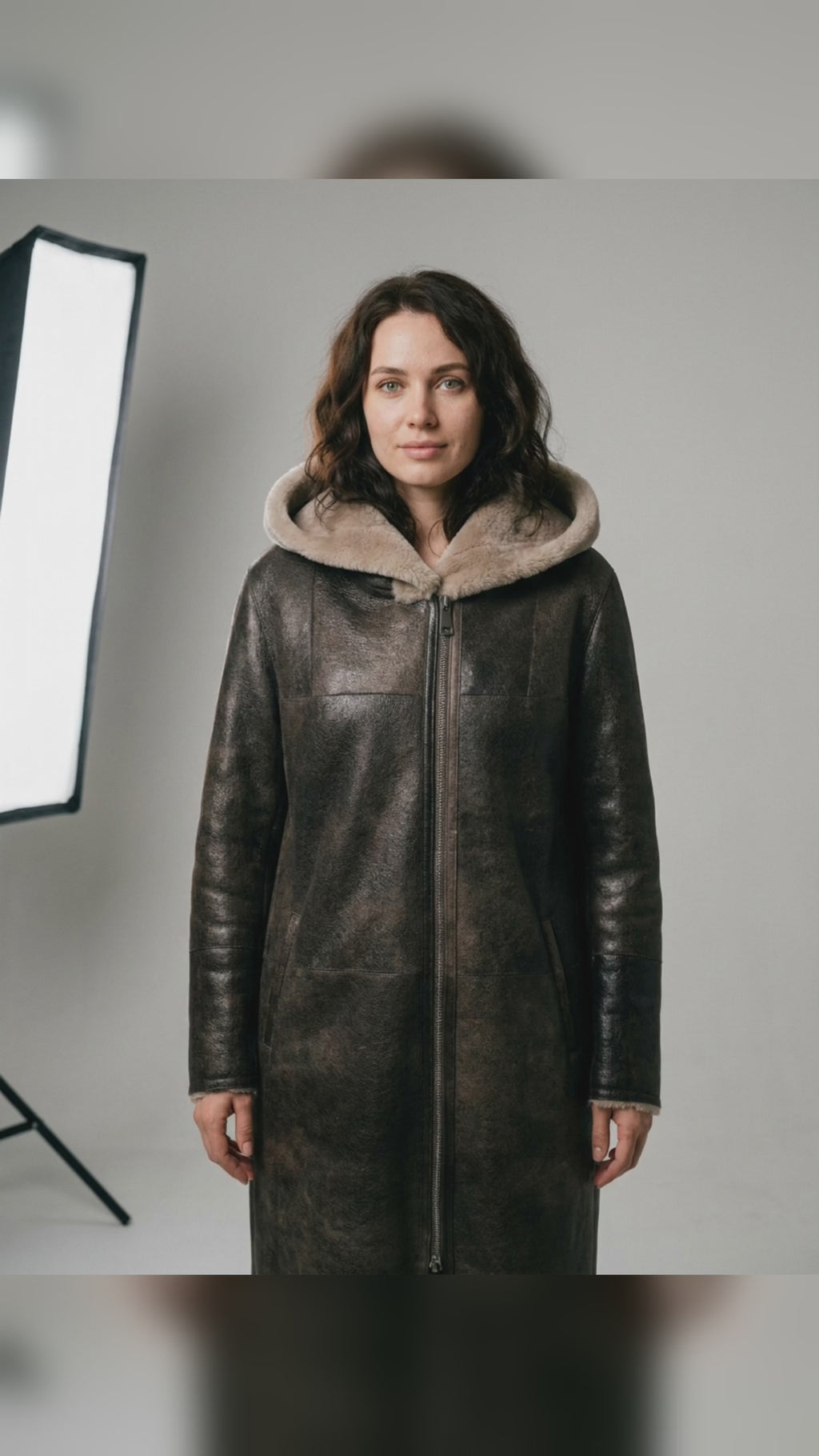 Shearling Hooded Coat