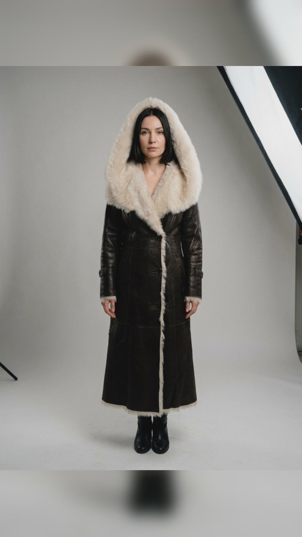 Hooded Shearling Coat