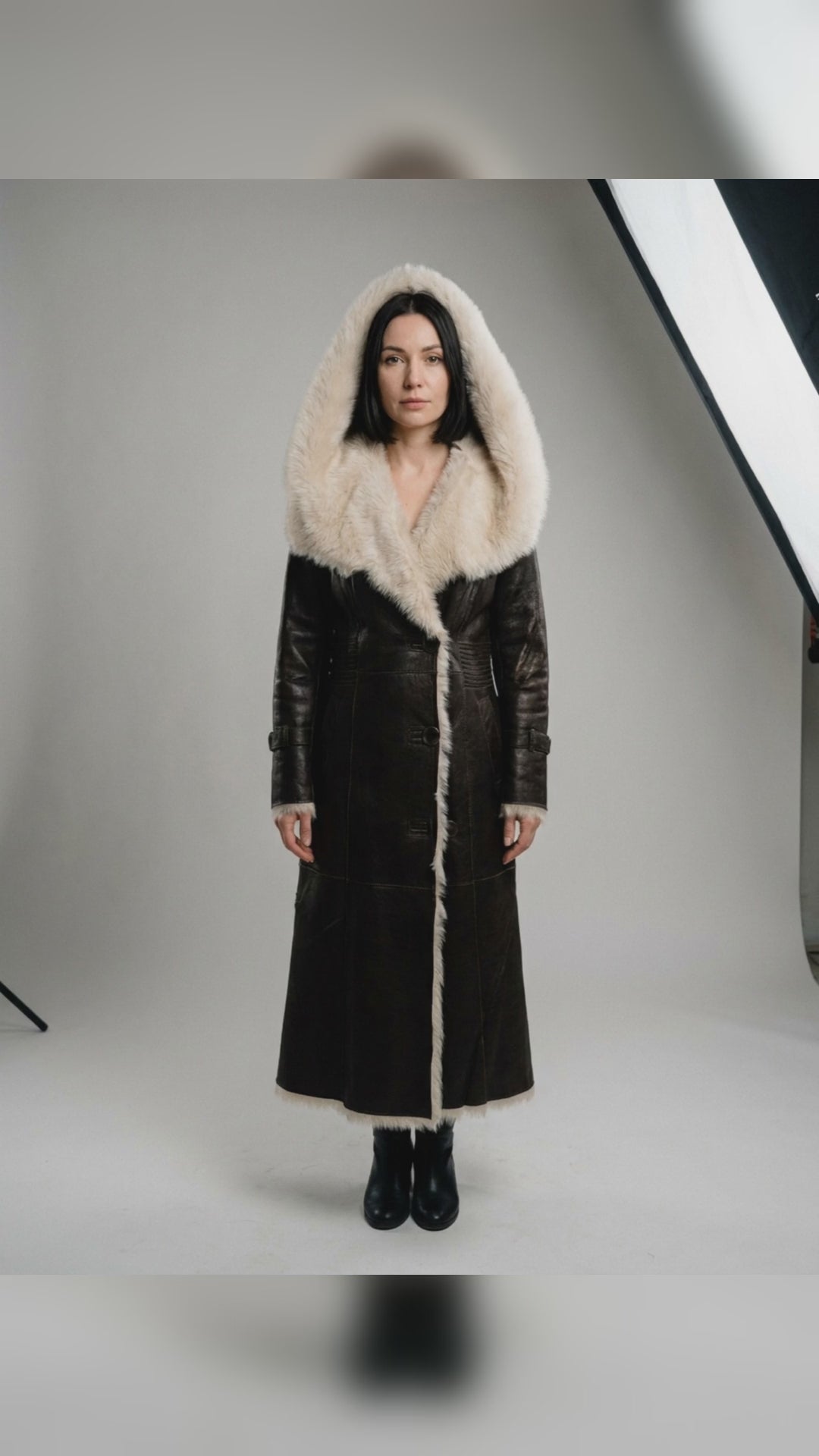 Hooded Shearling Coat
