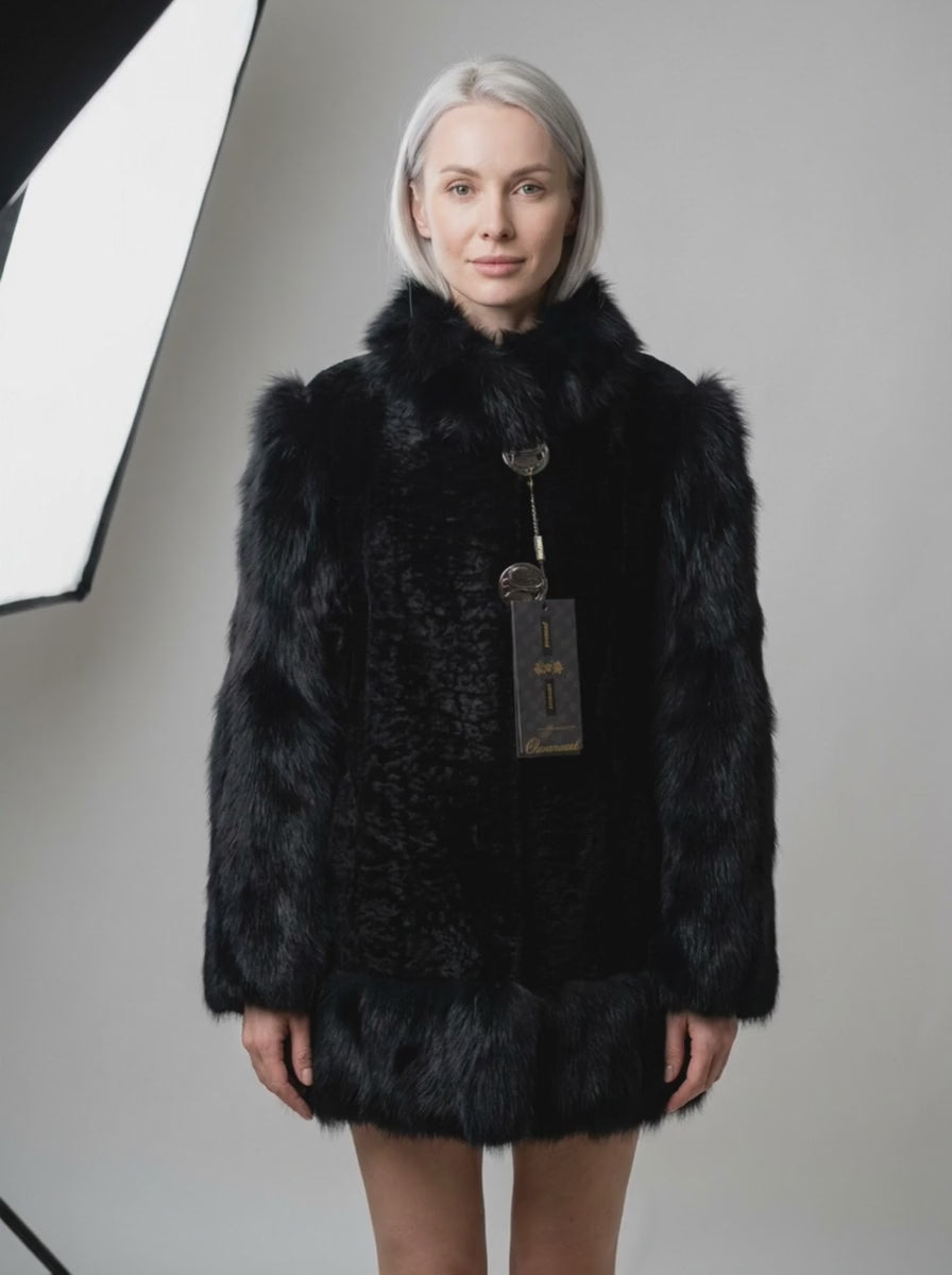 Black Astrakhan & Fox Fur Jacket