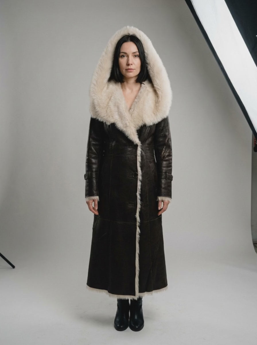 Hooded Shearling Coat