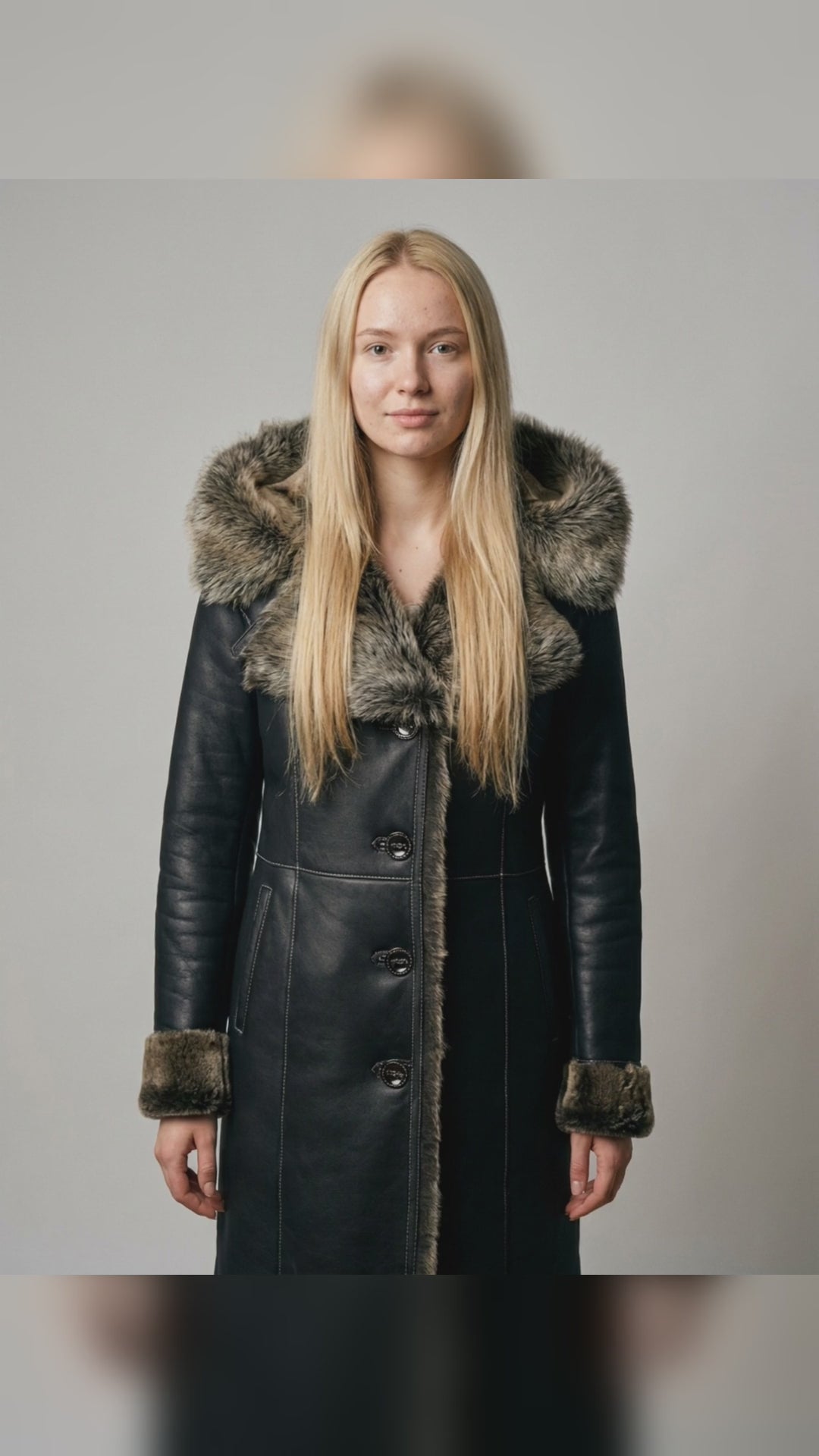 Shearling Hooded Leather Coat