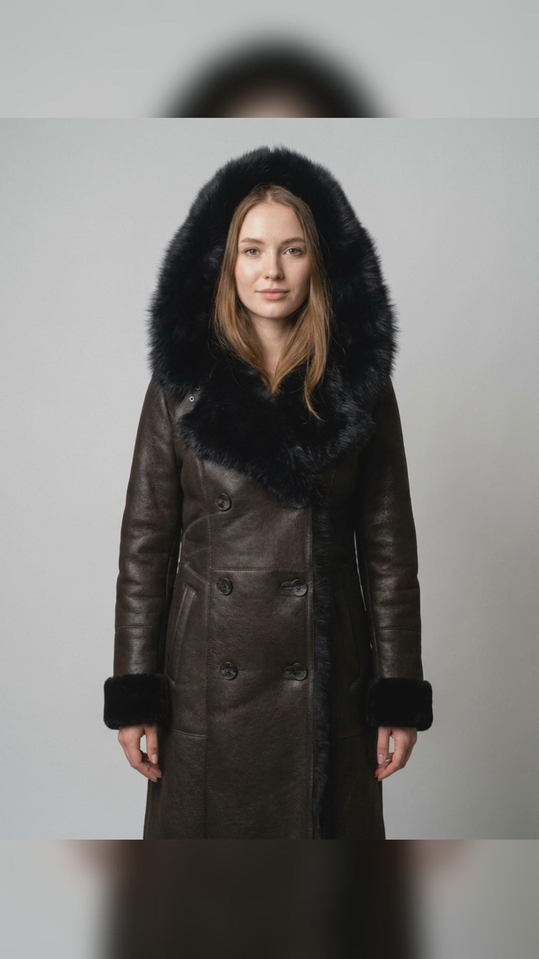 Hooded Shearling Fur Coat