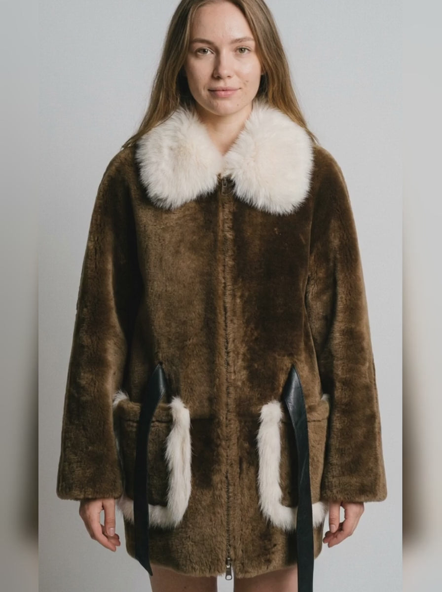 Shearling Jacket with Fur Trim
