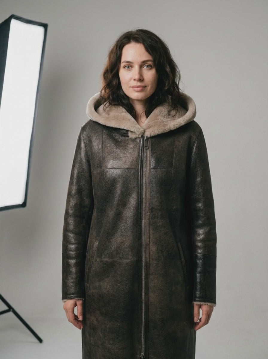 Shearling Hooded Coat