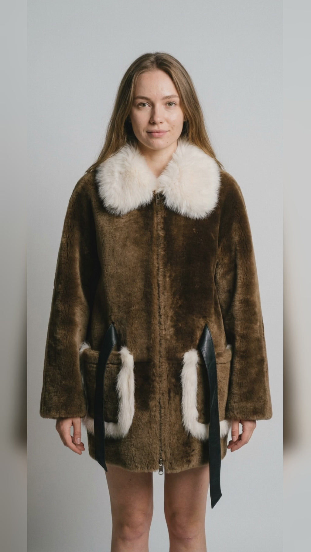 Shearling Jacket with Fur Trim