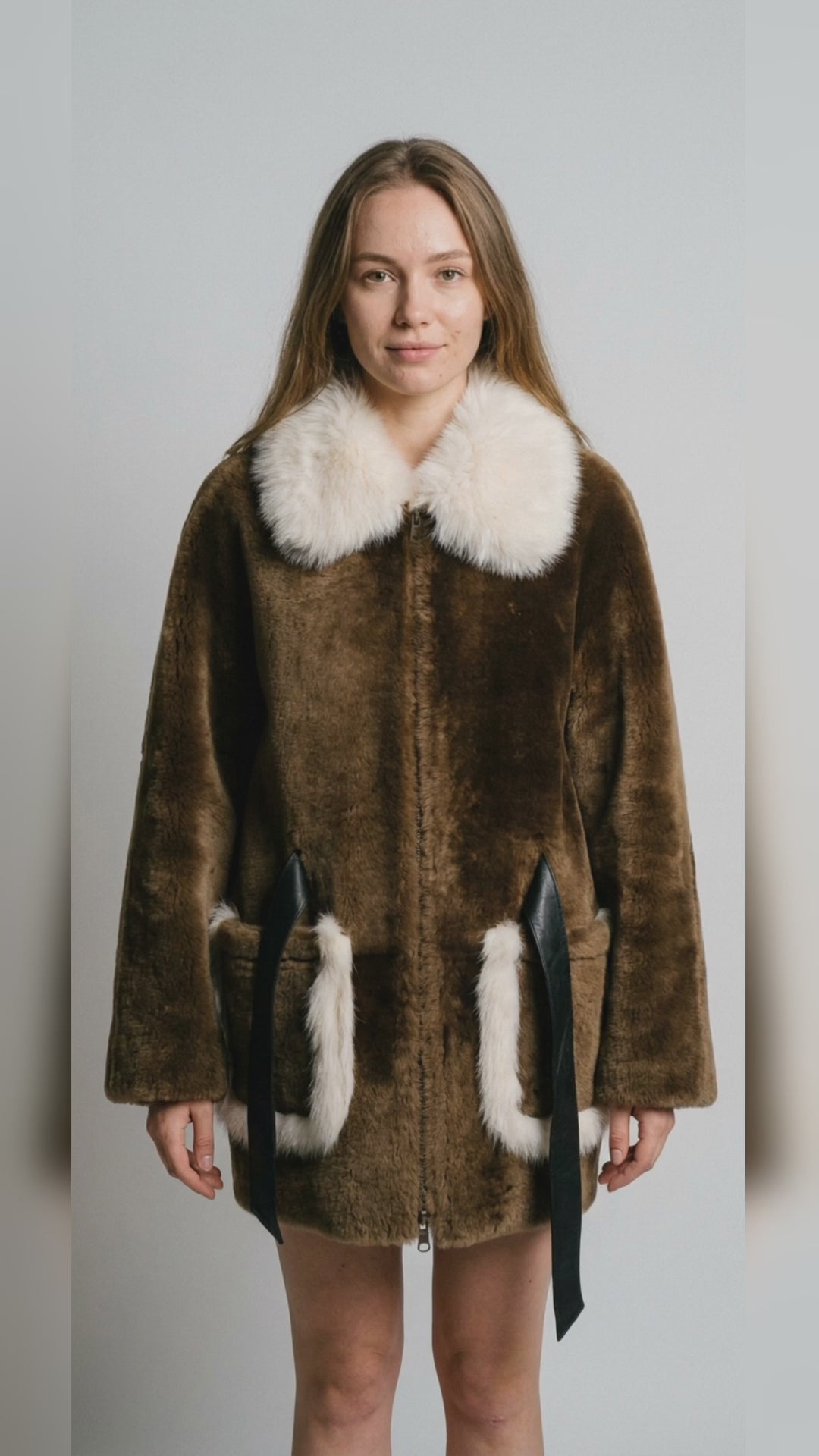 Shearling Jacket with Fur Trim
