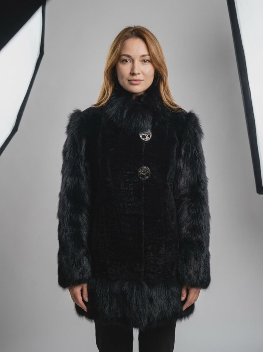 Curly Lamb and Fox Fur Coat