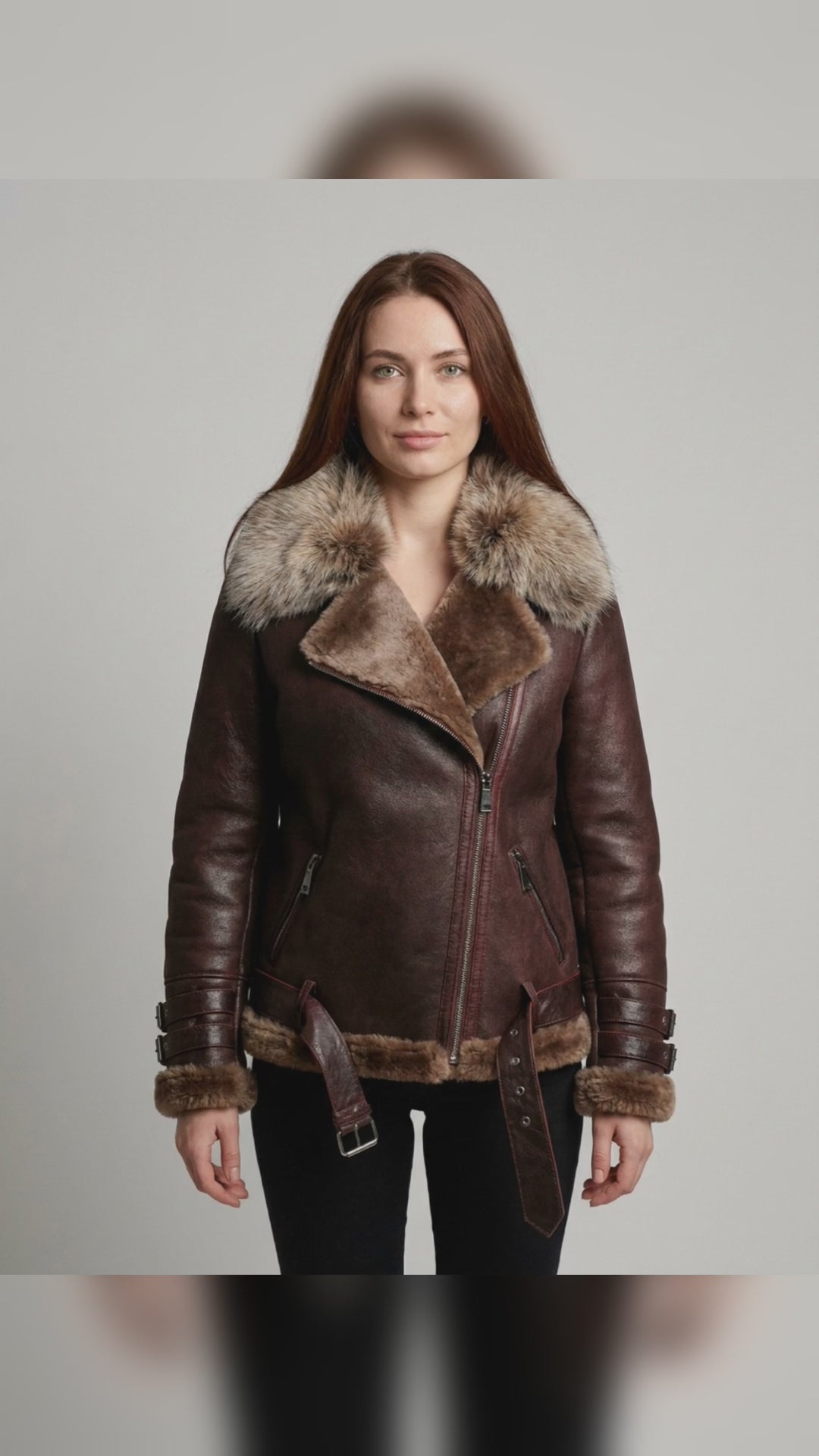 Bordeaux Shearling Aviator Jacket