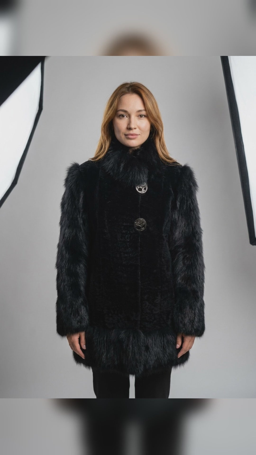 Curly Lamb and Fox Fur Coat